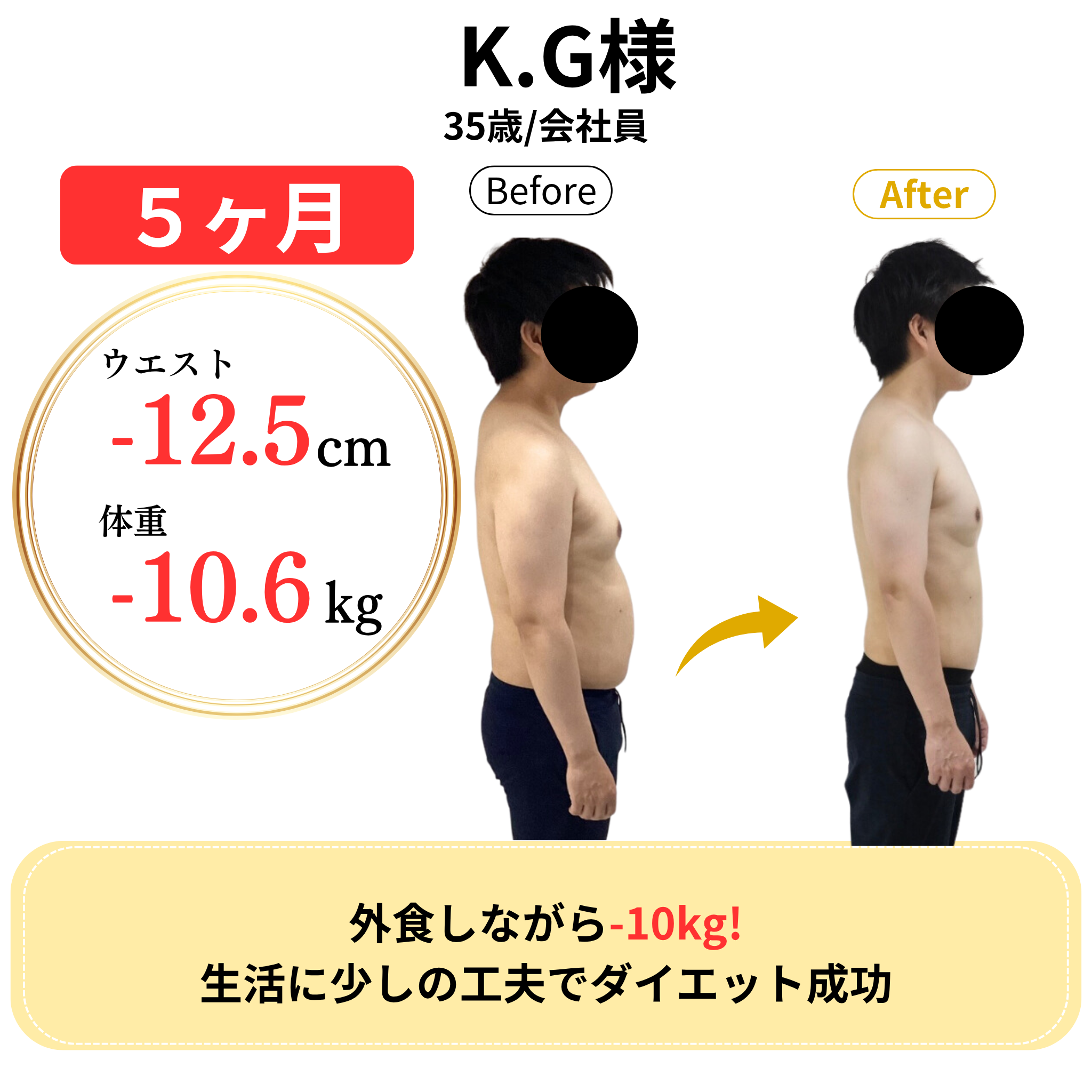 K.G様 5ヶ月 ウエスト-12.5cm 体重-10.6kg