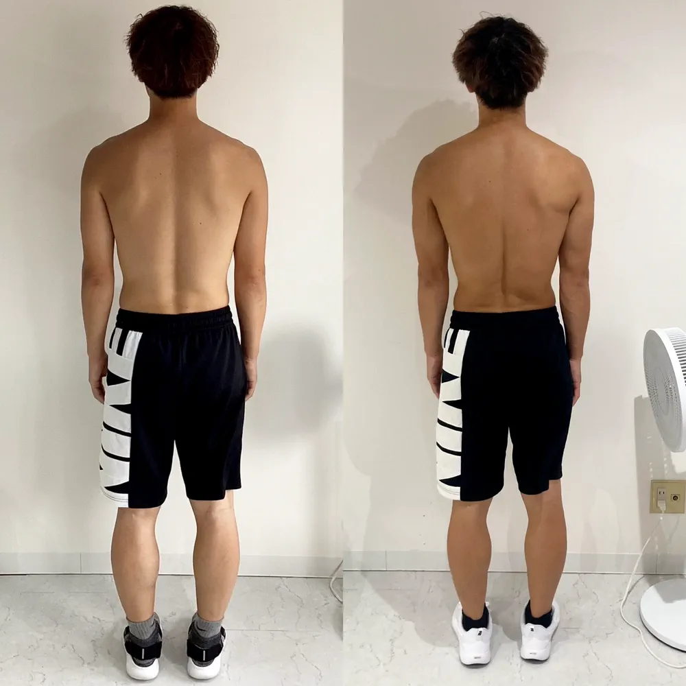 らぁ麺が好きすぎる人のビフォーアフター（後ろから）。左がBefore、右がAfter